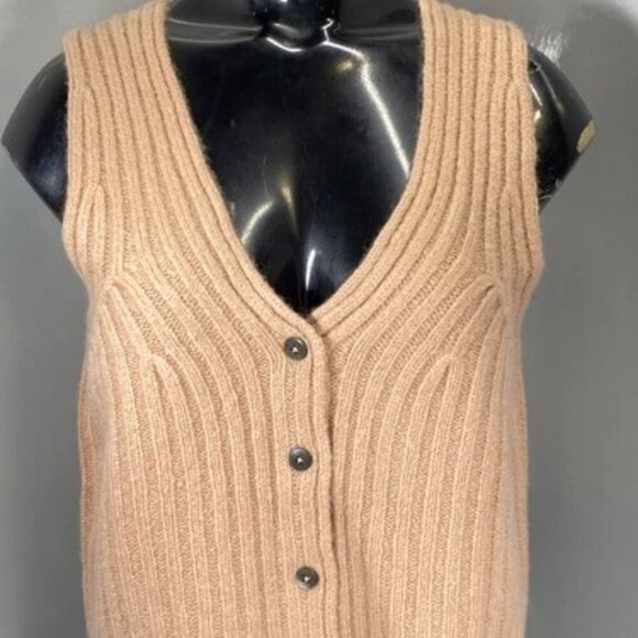 NEW FAVORITE DAUGHTER Women Vest Mauve Size M Knit Top Wool Cashmere Button - Picture 2 of 9